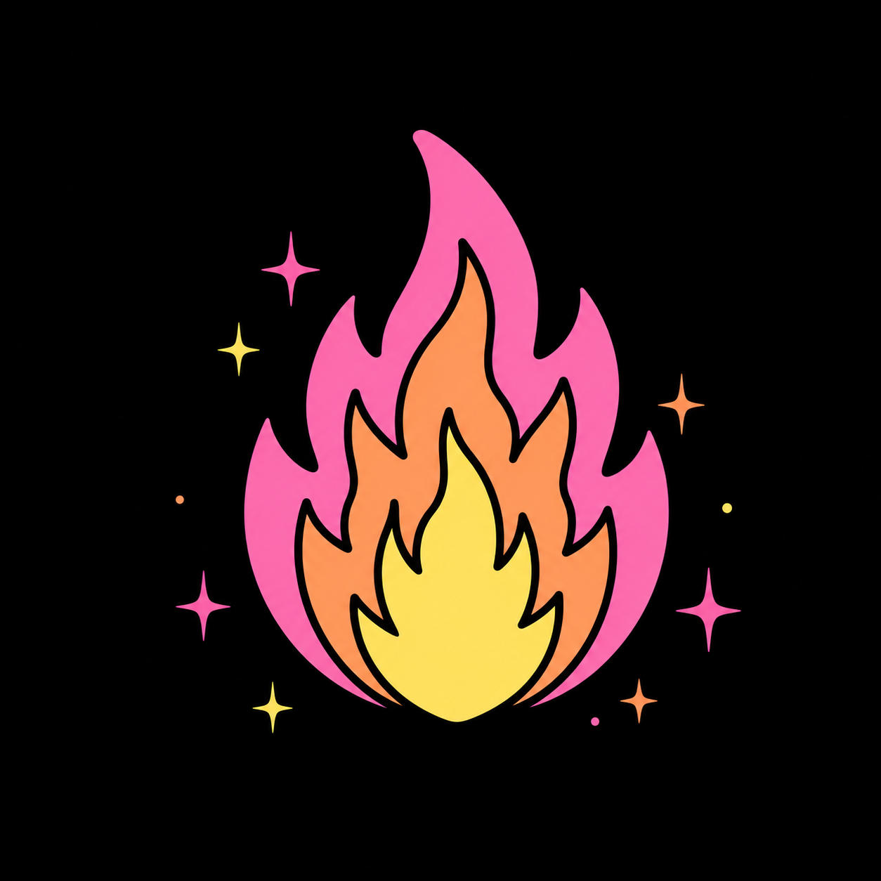 Llama Flarelab rosa, naranja y amarilla
